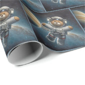 Teddybeer astronaut in de ruimte cadeaupapier (Rol Hoek)