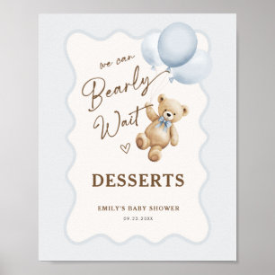 Teddybeer Baby Jongens Shower Traktaties Poster