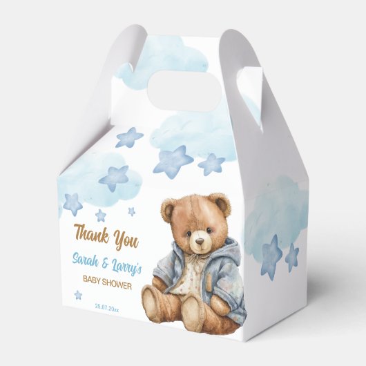 Teddybeer baby shower bearly wachten dank u bedankdoosjes (Voorkant Zijde)