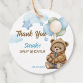 Teddybeer baby shower bearly wachten dank u bedankjes labels (Voorkant)