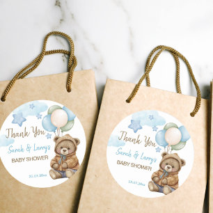 Teddybeer baby shower bearly wachten dank u ronde sticker