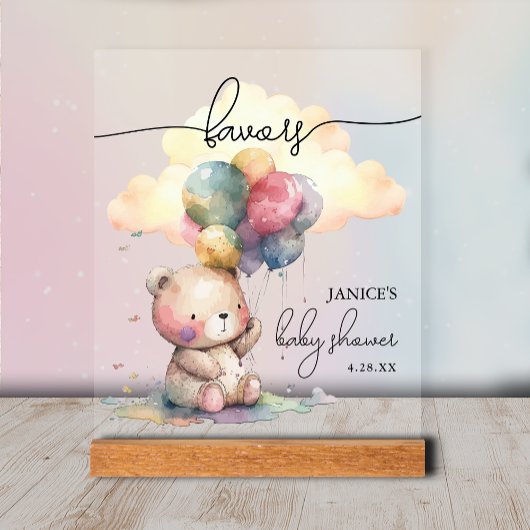 Teddybeer Baby shower gunsten Acryl Bord