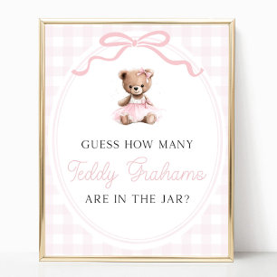 Teddybeer Baby Shower Hoeveel Teddy Grahams Poster