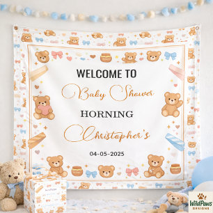Teddybeer baby shower jongen Mooie blauwe beer Spandoek