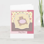 Teddybeer Baby shower met retro cirkels (Voorkant)