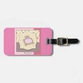 Teddybeer Baby shower met retro cirkels Bagagelabel (Voorkant horizontaal)