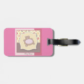 Teddybeer Baby shower met retro cirkels Bagagelabel (Achterkant horizontaal)