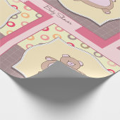Teddybeer Baby shower met retro cirkels Cadeaupapier