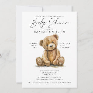 Teddybeer Baby shower nodigt uit tot genderneutraa Kaart