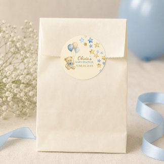 Teddybeer Baby Shower Sterren Stickers