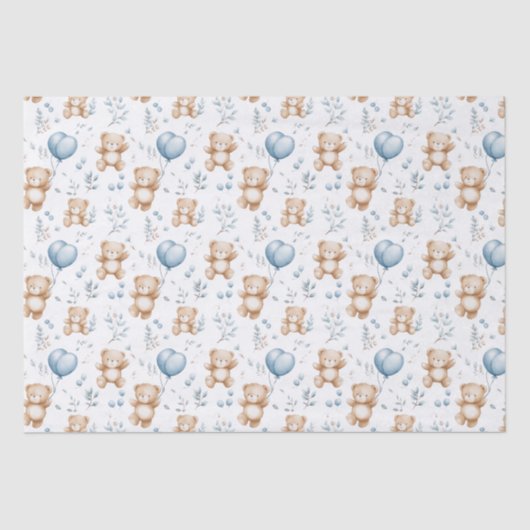 Teddybeer Baby shower Tissuepapier (Voorkant)