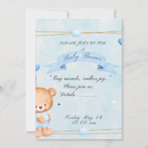 Teddybeer Baby Shower Uitnodiging