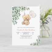 Teddybeer Baby Shower Uitnodiging (Staand voorkant)