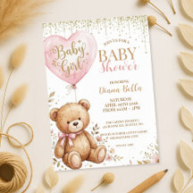 Teddybeer Baby Shower Uitnodiging