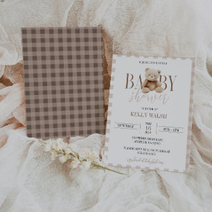 Teddybeer Baby shower Uitnodiging Neutraal Beer