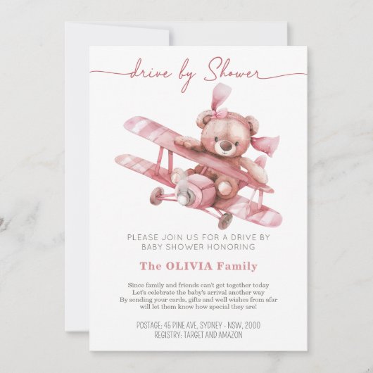 teddybeer | Baby shower van Mail Pink Kaart (Voorkant)