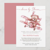 teddybeer | Baby shower van Mail Pink Kaart (Voorkant / Achterkant)