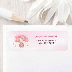 Teddybeer Babyshower Adres Etiket