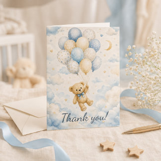 Teddybeer Babyshower Bedankkaart