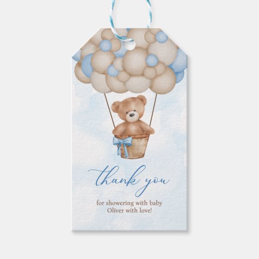 Teddybeer Babyshower Bedankt Cadeaulabel (Voorkant)