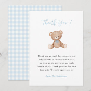 Teddybeer Babyshower Bedanktkaart voor een babyjon Bedankkaart