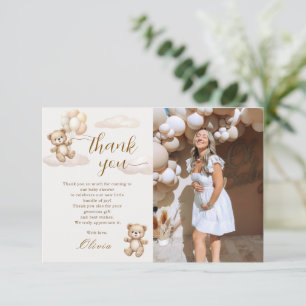 Teddybeer Babyshower Foto Bedankkaart