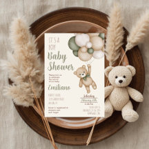 Teddybeer Babyshower Jongens Uitnodiging