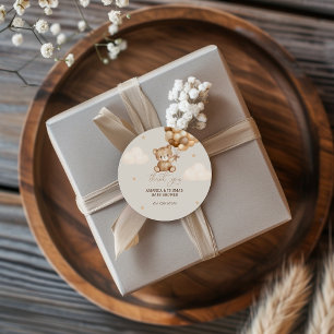 Teddybeer Babyshower Neutraal Bedankt Ronde Sticker