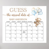 Teddybeer Babyshower Raad Verwachte Datum Kalender Poster (Voorkant)