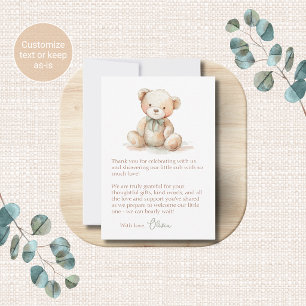 Teddybeer babyshower thema bedankkaartjes notitiekaartje