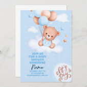 Teddybeer Babyshower Uitnodiging  (Voorkant / Achterkant)
