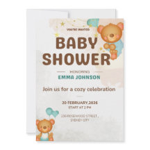 Teddybeer Babyshower Uitnodiging