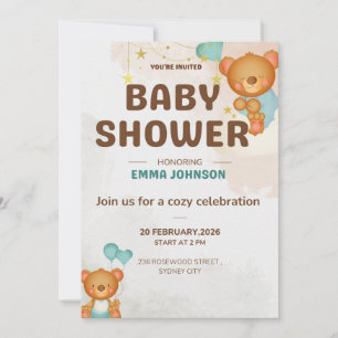 Teddybeer Babyshower Uitnodiging