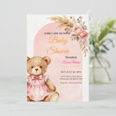Teddybeer Babyshower Uitnodiging (Staand voorkant)