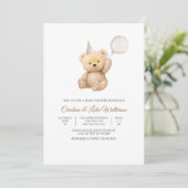 Teddybeer Babyshower Uitnodiging (Staand voorkant)