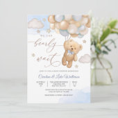 Teddybeer Babyshower Uitnodiging (Staand voorkant)