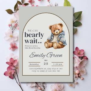 Teddybeer Babyshower Uitnodiging, Kan nauwelijks w Kaart