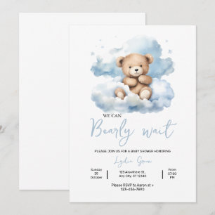 Teddybeer Babyshower Uitnodiging, Kan nauwelijks w Kaart