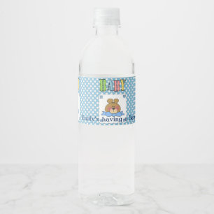 Teddybeer-babyshower-waterfleslabels Waterfles Etiket