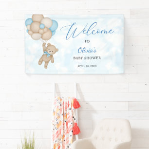 Teddybeer Babyshower Welkom Spandoek