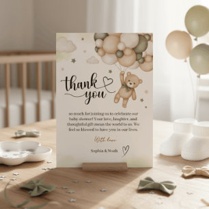 Teddybeer Ballon Baby Shower Bedankkaart