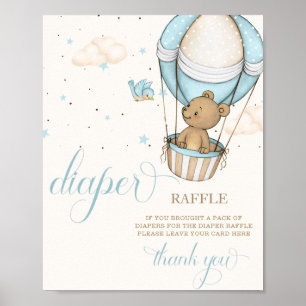 Teddybeer ballon Baby shower luier Raffle teken Poster