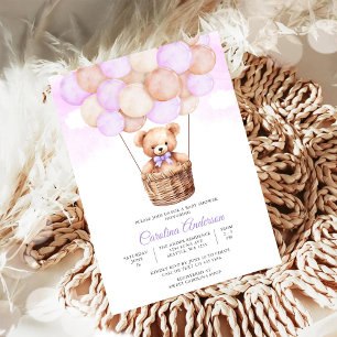 Teddybeer Ballon Baby Shower Uitnodiging