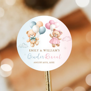 Teddybeer Ballon Geslacht Reveal Sticker