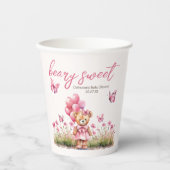 Teddybeer ballon roze vlinder meisje Baby shower Papieren Bekers (Voorkant)