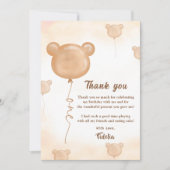 Teddybeer Ballon Verjaardag Bedankt Kaart (Voorkant)