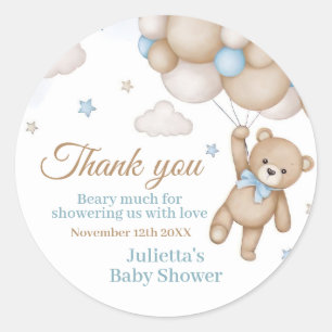 Teddybeer Ballon Weinig Geduld Baby Borrel Favor Ronde Sticker