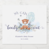 Teddybeer ballonnen Barly Wait Boy Baby shower Sparkling Wijnetiket (Enkel label)