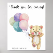 Teddybeer ballonnen - Bedankt voor uw komst Poster (Voorkant)