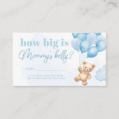 Teddybeer ballonnen blauw hoe groot is mama's buik informatiekaartje (Voorkant)
